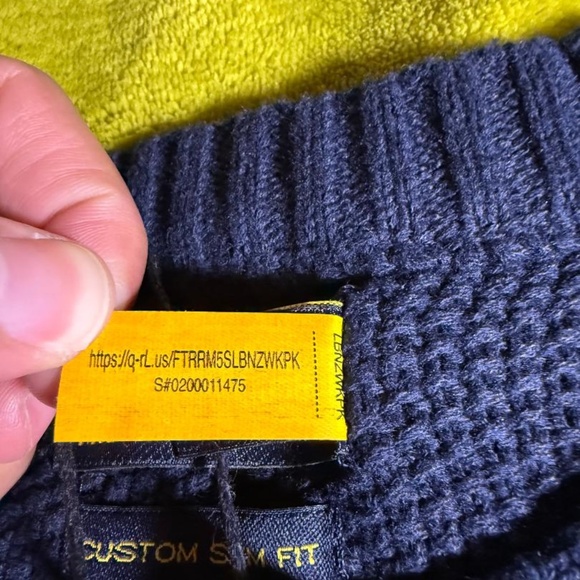 NWT Polo Ralph Lauren Men's Cotton Knit Crewneck Sweater In Blue Large - Picture 3 of 14